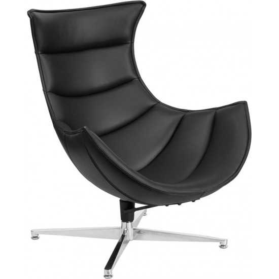 Black LeatherSoft Swivel Cocoon Chair