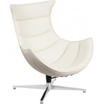 Creamy White LeatherSoft Swivel Cocoon Chair