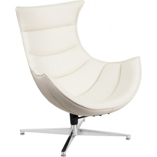 Creamy White LeatherSoft Swivel Cocoon Chair