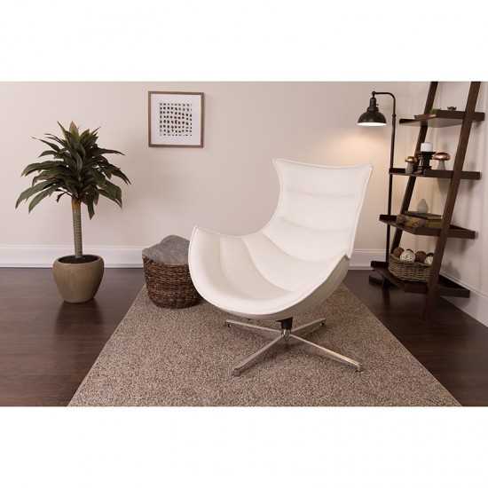 Creamy White LeatherSoft Swivel Cocoon Chair