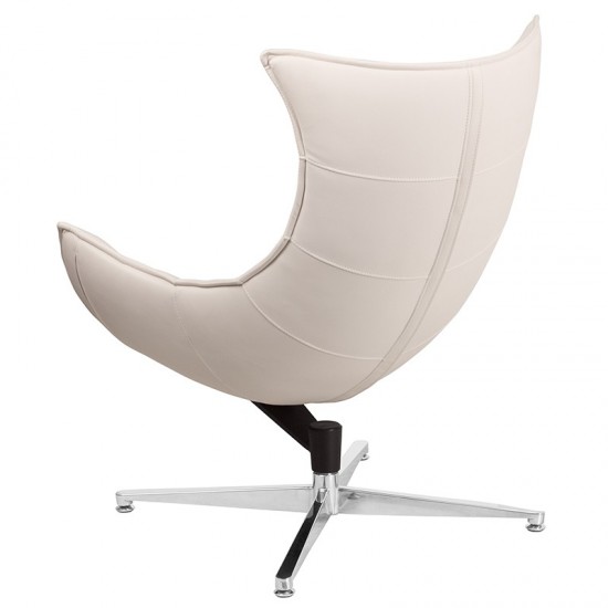 Creamy White LeatherSoft Swivel Cocoon Chair