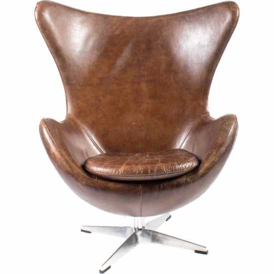 ST ANNE SWIVEL CLUB CHAIR CAPPUCCINO BROWN LEATHER