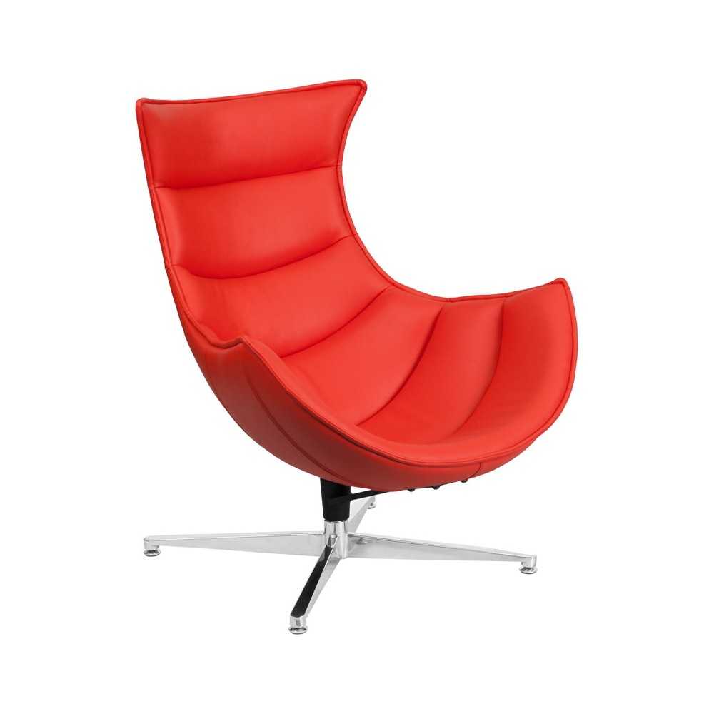 Red LeatherSoft Swivel Cocoon Chair