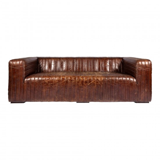 CASTLE SOFA CAPPUCCINO BROWN LEATHER