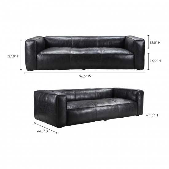 KIRBY SOFA DARKSTAR BLACK LEATHER