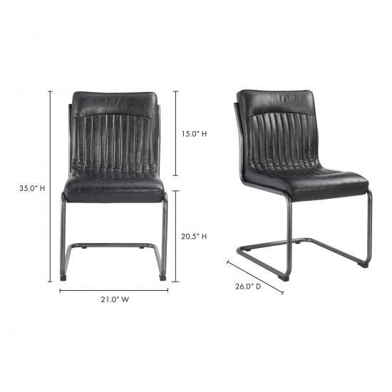 ANSEL DINING CHAIR ONYX BLACK LEATHER-M2