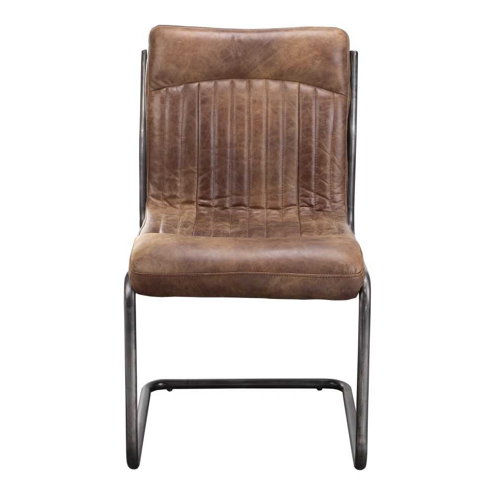 ANSEL DINING CHAIR GRAZED BROWN LEATHER-M2