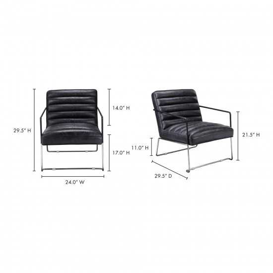 DESMOND CLUB CHAIR ONYX BLACK LEATHER