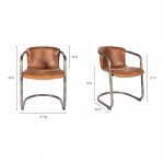 BENEDICT DINING CHAIR GRAZED BROWN LEATHER -M2