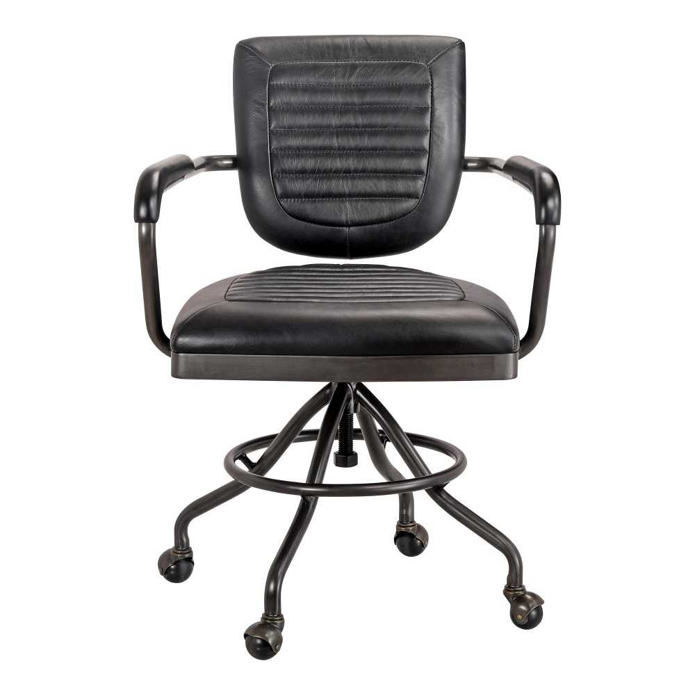 FOSTER SWIVEL DESK CHAIR ONYX BLACK LEATHER