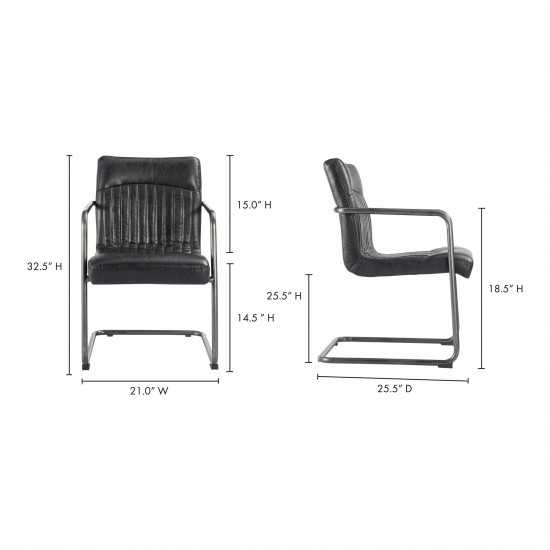 ANSEL ARM CHAIR ONYX BLACK LEATHER -M2