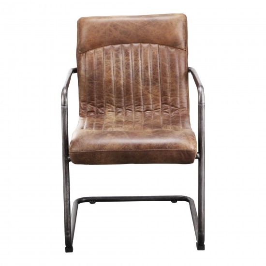 ANSEL ARM CHAIR GRAZED BROWN LEATHER-M2