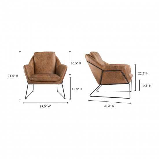 GREER CLUB CHAIR OPEN ROAD BROWN LEATHER