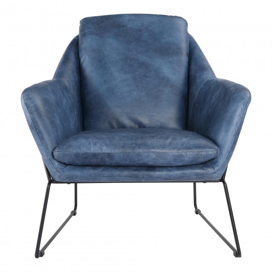 GREER CLUB CHAIR KAISO BLUE LEATHER