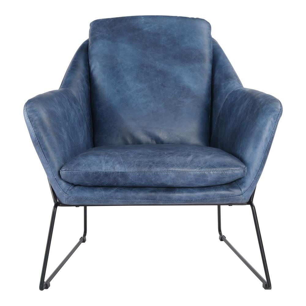 GREER CLUB CHAIR KAISO BLUE LEATHER