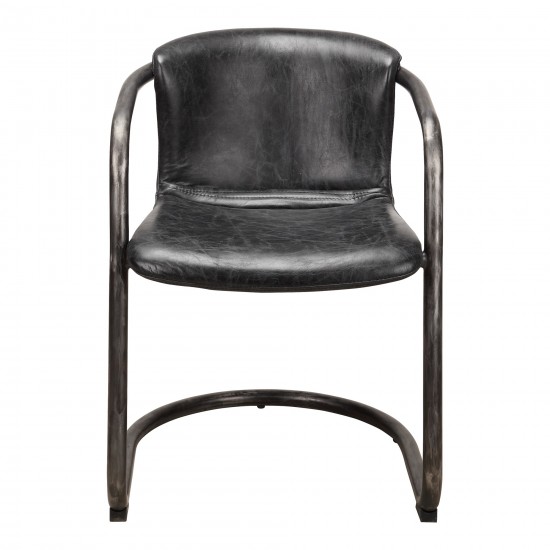 FREEMAN DINING CHAIR ONYX BLACK LEATHER -M2