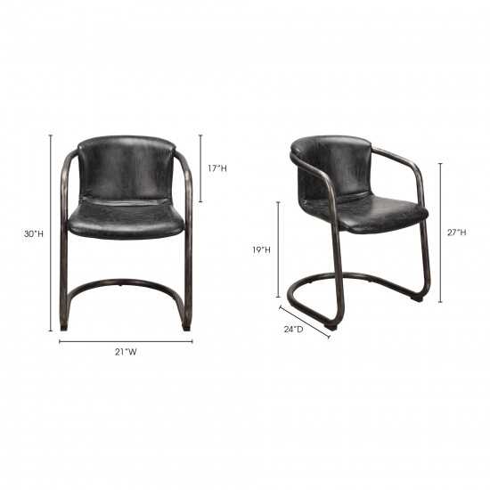 FREEMAN DINING CHAIR ONYX BLACK LEATHER -M2