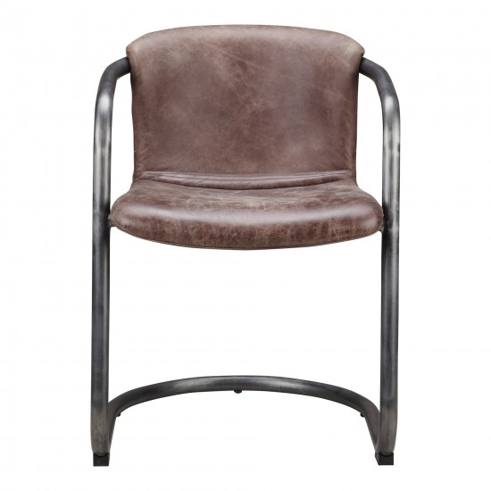 FREEMAN DINING CHAIR GRAZED BROWN LEATHER-M2