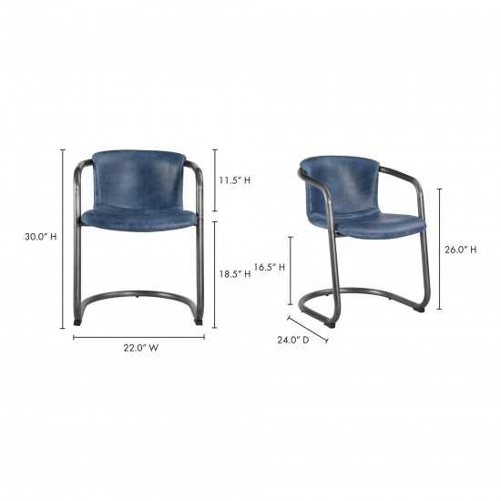 FREEMAN DINING CHAIR KAISO BLUE LEATHER -M2