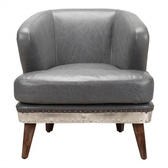 CAMBRIDGE CLUB CHAIR LAVA GREY LEATHER