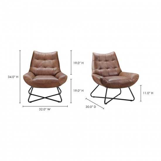 GRADUATE LOUNGE CHAIR OPEN ROAD BROWN LEATHER