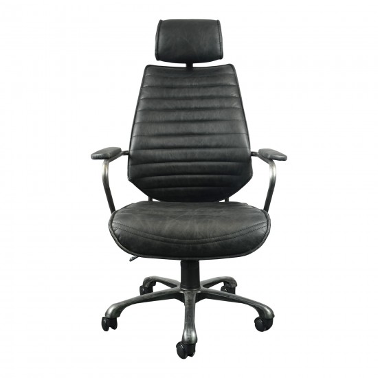 EXECUTIVE SWIVEL OFFICE CHAIR ONYX BLACK LEATHER