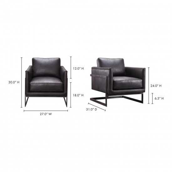 LUXLEY CLUB CHAIR ONYX BLACK LEATHER