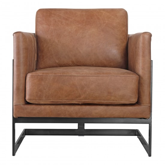 LUXLEY CLUB CHAIR OPEN ROAD BROWN LEATHER