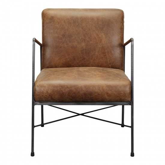 DAGWOOD LEATHER ARM CHAIR OPEN ROAD BROWN LEATHER