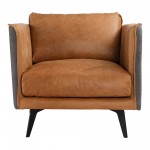 MESSINA LEATHER ARM CHAIR CIGARE TAN LEATHER