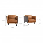 MESSINA LEATHER ARM CHAIR CIGARE TAN LEATHER