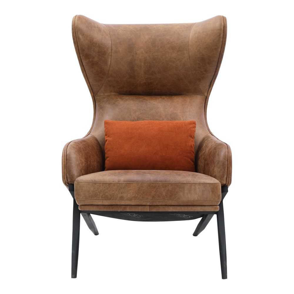 AMOS LEATHER ACCENT CHAIR OPEN ROAD BROWN LEATHER