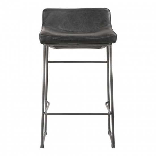 STARLET COUNTER STOOL ONYX BLACK LEATHER -M2