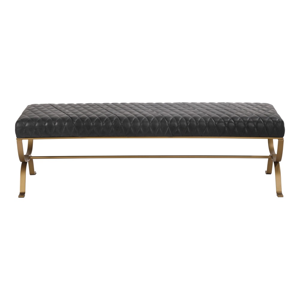TEATRO BENCH ONYX BLACK LEATHER
