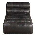 RAMSAY LEATHER CHAISE ANTIQUE BLACK