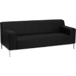 HERCULES Definity Series Contemporary Black LeatherSoft Sofa with Stainless Steel Frame