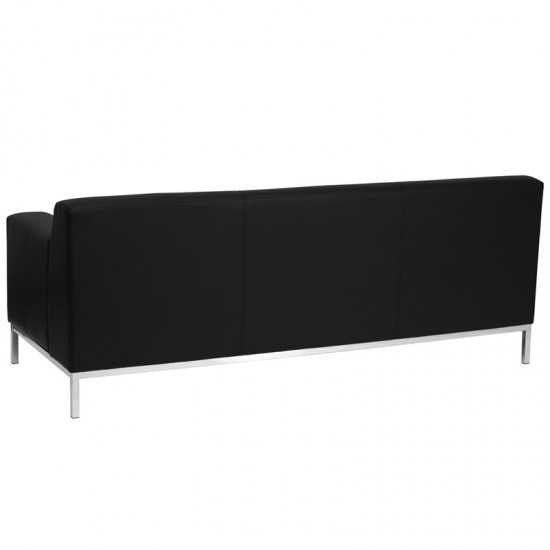 HERCULES Definity Series Contemporary Black LeatherSoft Sofa with Stainless Steel Frame