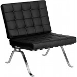 HERCULES Flash Series Black LeatherSoft Lounge Chair with Curved Legs