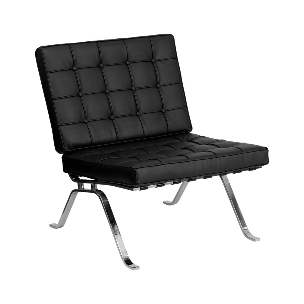 HERCULES Flash Series Black LeatherSoft Lounge Chair with Curved Legs