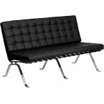 HERCULES Flash Series Black LeatherSoft Loveseat with Curved Legs