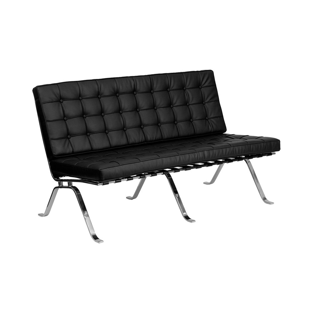 HERCULES Flash Series Black LeatherSoft Loveseat with Curved Legs