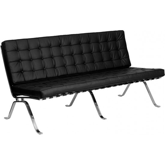 HERCULES Flash Series Black LeatherSoft Sofa with Curved Legs