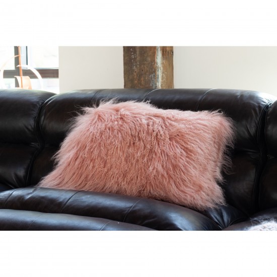 LAMB FUR PILLOW RECT. PINK