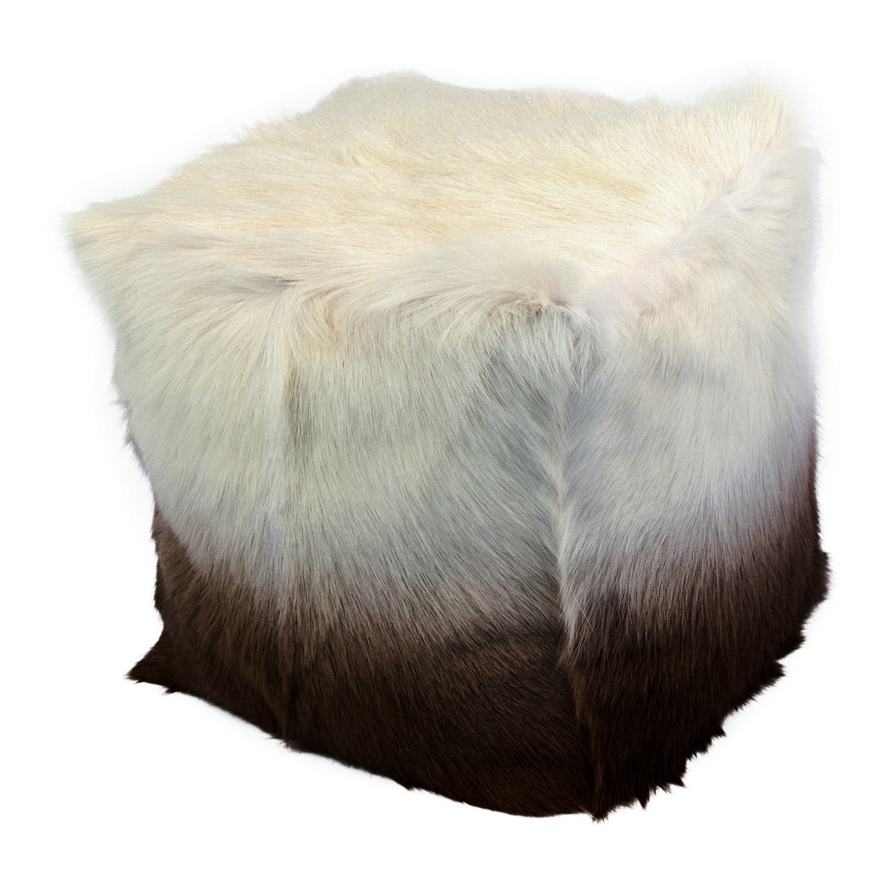 GOAT FUR POUF CAPPUCCINO OMBRE