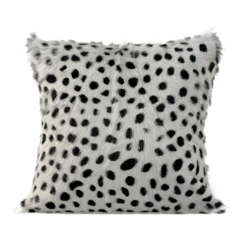 SPOTTED GOAT FUR PILLOW LIGHT GREY