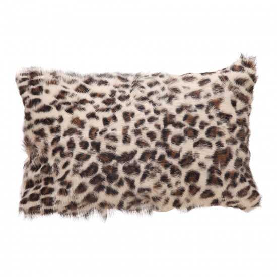 GOAT FUR BOLSTER SPOTTED BROWN LEOPARD