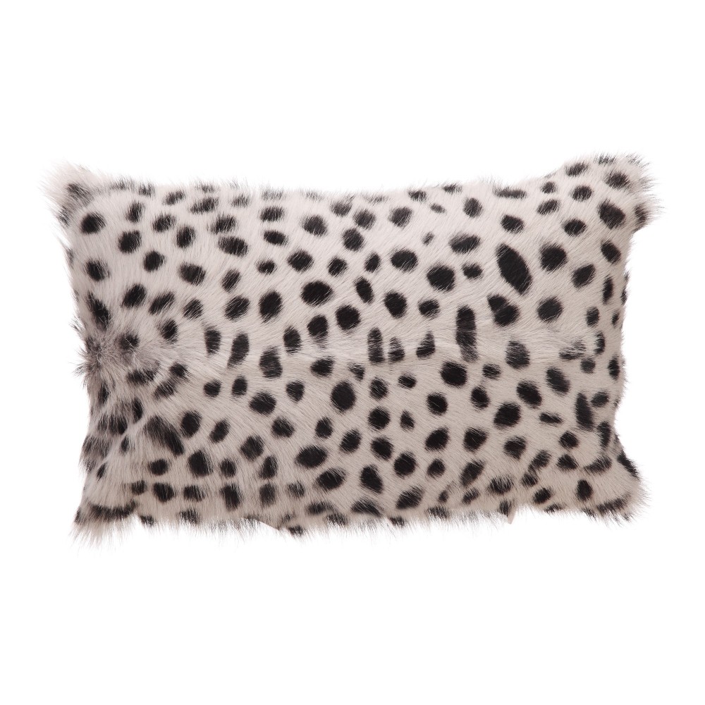 GOAT FUR BOLSTER SPOTTED LIGHT GREY