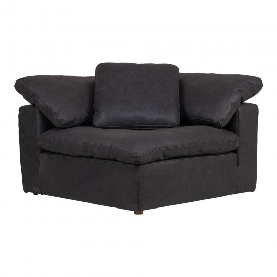 CLAY CORNER CHAIR NUBUCK LEATHER BLACK