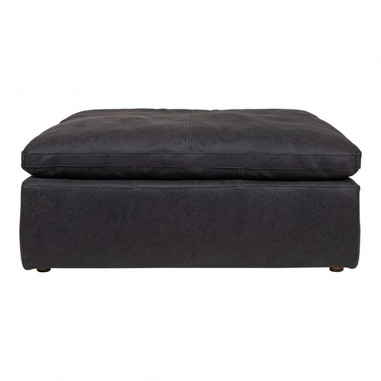 CLAY OTTOMAN NUBUCK LEATHER BLACK