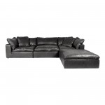 CLAY LOUNGE MODULAR SECTIONAL NUBUCK LEATHER BLACK